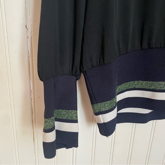Scotch and Soda Black Sporty Blouse with Glitter Stripe Elastic - Picture 3 of 6